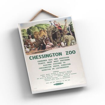 P0799 - Affiche originale des chemins de fer nationaux du zoo de Chessington sur une plaque décor vintage 2