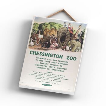 P0799 - Affiche originale des chemins de fer nationaux du zoo de Chessington sur une plaque décor vintage 3