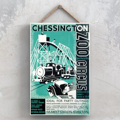 P0800 - Chessington Zoo Circus Vert Original National Railway Affiche Sur Une Plaque Décor Vintage