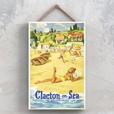 P0804 - Póster de Clacton On Sea National National Railway en una placa de decoración vintage