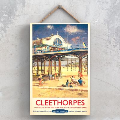 P0805 - Cleethorpes British Railways Affiche originale des chemins de fer nationaux sur une plaque décor vintage