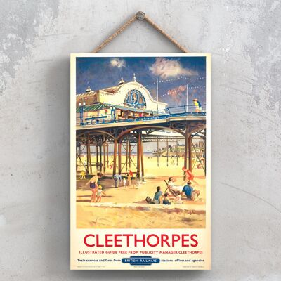 P0805 - Cartel de Cleethorpes British Railways Original National Railway en una placa de decoración vintage