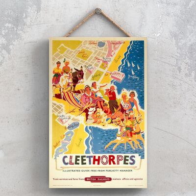 P0806 - Cleethorpes Donkey Poster originale della ferrovia nazionale su una targa con decorazioni vintage