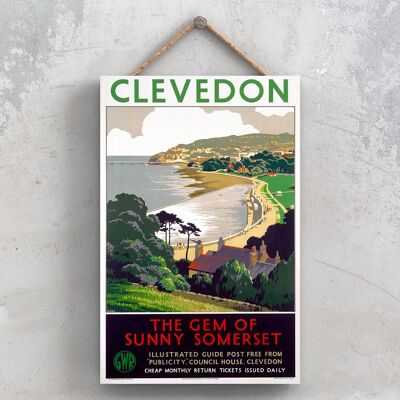 P0808 - Clevedon Gem Original National Railway Poster auf einer Plakette im Vintage-Dekor