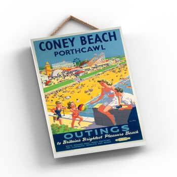 P0812 - Coney Beach Outings Affiche originale des chemins de fer nationaux sur une plaque décor vintage 2