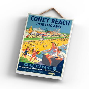 P0812 - Coney Beach Outings Affiche originale des chemins de fer nationaux sur une plaque décor vintage 3