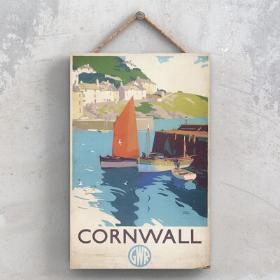 P0816 - Cornwall Fishing Port Original National Railway Poster On A Plaque Vintage Decor
