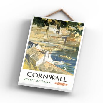 P0819 - Cornwall Travel By Train Affiche originale des chemins de fer nationaux sur une plaque décor vintage 3