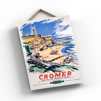 P0822 - Poster originale della National Railway Cromer Gem su una targa con decorazioni vintage