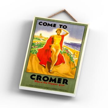 P0825 - Cromer Poppies Grow Affiche originale des chemins de fer nationaux sur une plaque décor vintage 2