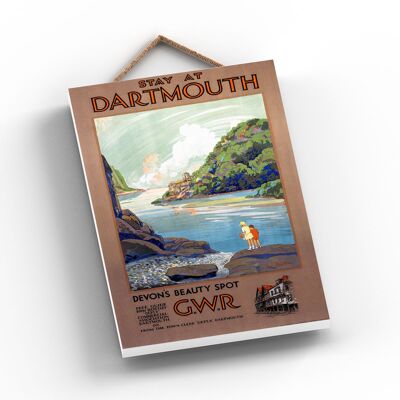 P0826 - Dartmouth Stay Poster originale della National Railway su una targa con decorazioni vintage