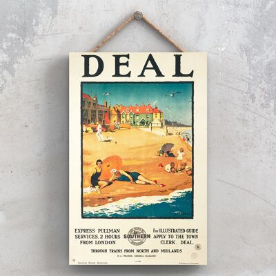 P0828 – Deal Express Pullman Original National Railway Poster auf einer Plakette im Vintage-Dekor