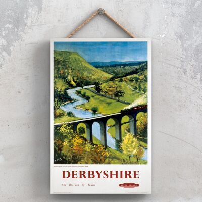 P0830 - Póster de Derbyshire Monsal Dale Peak District Original National Railway en una placa de decoración vintage