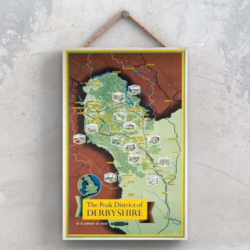 P0832 - Derbyshire The Peak District Map Original National Railway Poster On A Plaque Vintage Decor