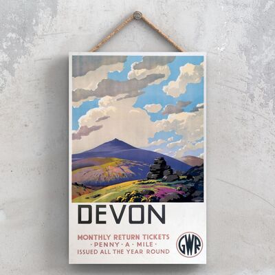 P0835 - Devon Cusden Poster originale della National Railway su una targa con decorazioni vintage