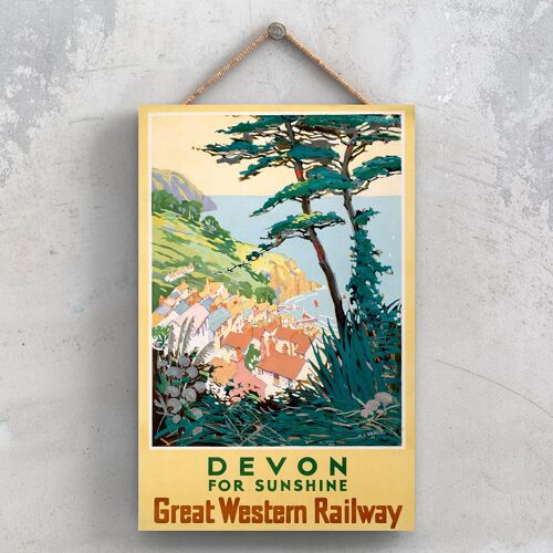 P0836 - Devon For Sunshine Original National Railway Poster On A Plaque Vintage Decor