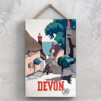 P0837 - Devon Frank Newbould Affiche originale des chemins de fer nationaux sur une plaque décor vintage