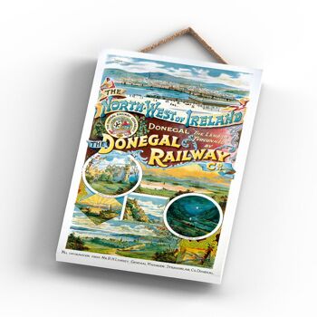 P0840 - Donegal Railway Affiche originale des chemins de fer nationaux sur une plaque décor vintage 3
