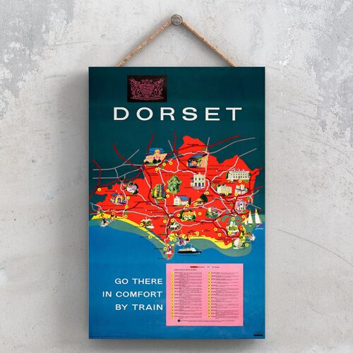 P0841 - Dorset Map Original National Railway Poster On A Plaque Vintage Decor