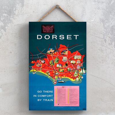 P0841 - Dorset Map Original National Railway Affiche Sur Une Plaque Décor Vintage