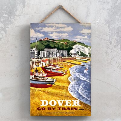P0842 - Dover Go By Train Poster originale delle ferrovie nazionali su una targa con decorazioni vintage