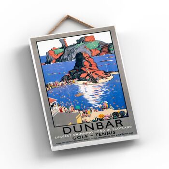 P0847 - Dunbar Swimming Affiche originale des chemins de fer nationaux sur une plaque décor vintage 2
