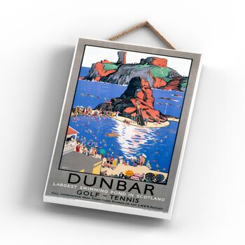 P0847 - Dunbar Swimming Affiche originale des chemins de fer nationaux sur une plaque décor vintage 3