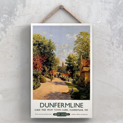 P0848 - Dunfermline Original National Railway Poster auf einer Plakette im Vintage-Dekor