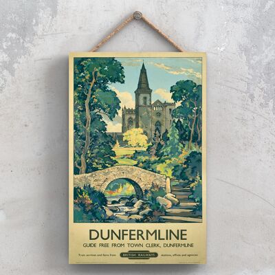 P0850 - Affiche originale du chemin de fer national du pont de Dunfermline sur une plaque décor vintage