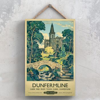 P0850 - Affiche originale du chemin de fer national du pont de Dunfermline sur une plaque décor vintage 1