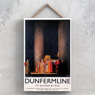 P0851 - Dunfermline Queen Original National Railway Poster su una placca Decor vintage