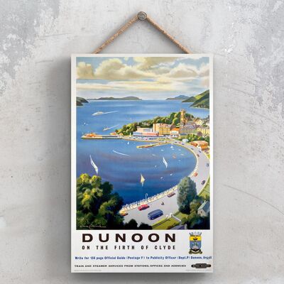 P0852 - Dunoon Train Et Steamer Affiche Originale Des Chemins De Fer Nationaux Sur Une Plaque Décor Vintage