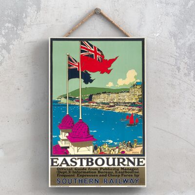 P0856 - Eastbourne Dept3 Póster original del ferrocarril nacional en una placa de decoración vintage