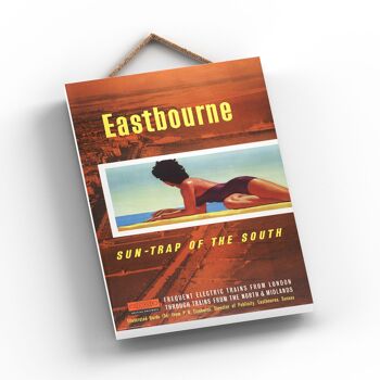 P0858 - Eastbourne Sun Trap Affiche originale des chemins de fer nationaux sur une plaque décor vintage 2