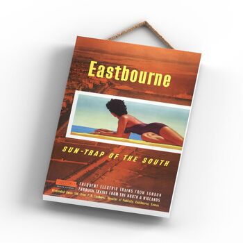 P0858 - Eastbourne Sun Trap Affiche originale des chemins de fer nationaux sur une plaque décor vintage 3