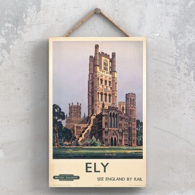 P0863 - Affiche originale des chemins de fer nationaux de la cathédrale d'Ely sur une plaque décor vintage