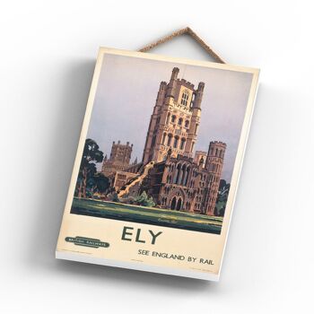 P0863 - Affiche originale des chemins de fer nationaux de la cathédrale d'Ely sur une plaque décor vintage 3