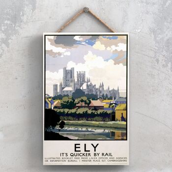 P0864 - Ely Cathedral View Affiche originale des chemins de fer nationaux sur une plaque décor vintage 1