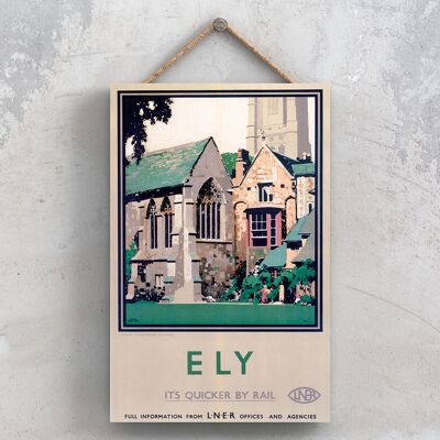 P0866 - Ely Prior Craudens Chapel Poster originale della National Railway su una targa con decorazioni vintage