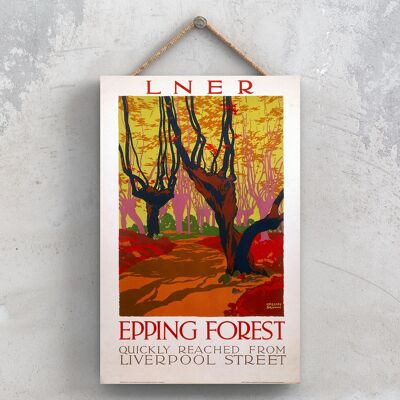 P0869 - Epping Forest Lner Póster original del ferrocarril nacional en una placa de decoración vintage
