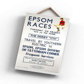 P0870 - Affiche originale des chemins de fer nationaux des courses d'Epsom sur une plaque décor vintage 2