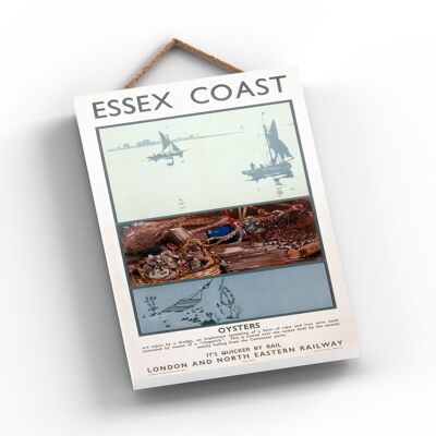 P0871 - Essex Coast Oysters Original National Railway Poster auf einer Plakette im Vintage-Dekor