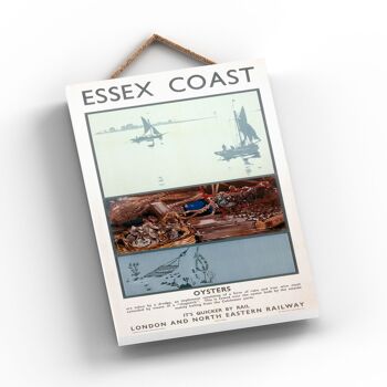 P0871 - Essex Coast Oysters Affiche originale des chemins de fer nationaux sur une plaque décor vintage 1