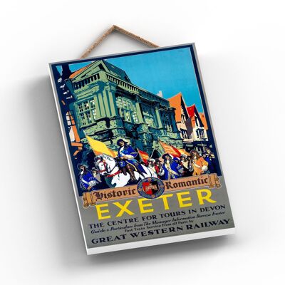 P0873 - Exeter Historic Original National Railway Poster en una placa de decoración vintage