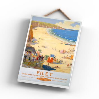 P0874 - Filey Beach Affiche originale des chemins de fer nationaux sur une plaque décor vintage 2