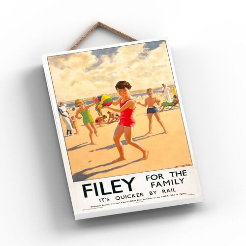 P0875 - Filey Family Original National Railway Poster On A Plaque Vintage Decor