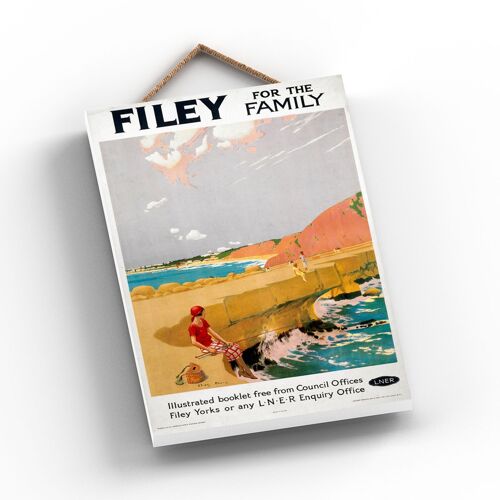 P0877 - Filey For The Family Original National Railway Poster On A Plaque Vintage Decor