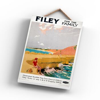 P0877 - Filey For The Family Affiche Originale National Railway Sur Une Plaque Décor Vintage 2