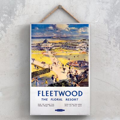 P0878 - Fleetwood Floral Resort Poster originale della National Railway su una placca Decor vintage