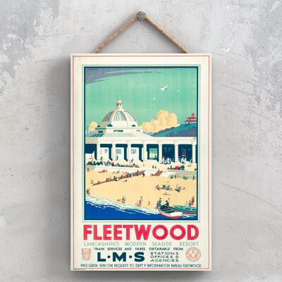 P0880 - Cartel del Ferrocarril Nacional Original de Fleetwood Seaside Resort en una placa de decoración vintage